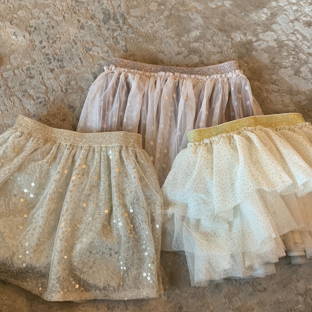 Lot of 3 festive glittery tulle mini skirts.